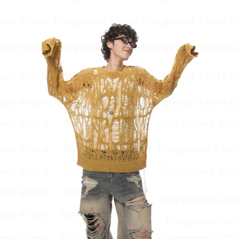 Vintage Fashion In Japan - Vintage Ripped Hollow Out Mesh Knit