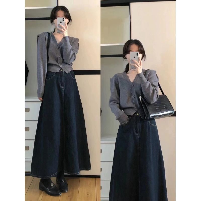 Denim Skirt Midi Vintage - Vintage Denim Midi Skirt Women High