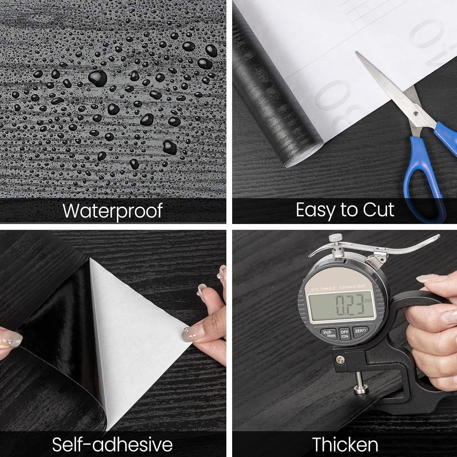 Black Wood Grain Thickening Wa - Vintage Fashion Wallpaper recension och pris