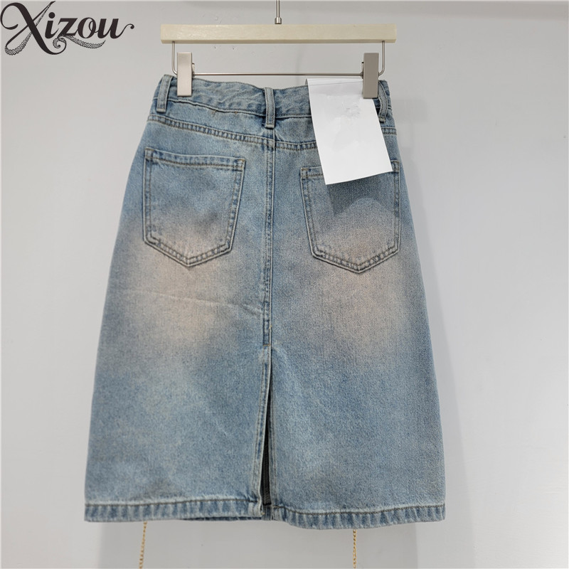 Women Retro High Waist A-Line  - Denim Skirt Midi Vintage recension och pris