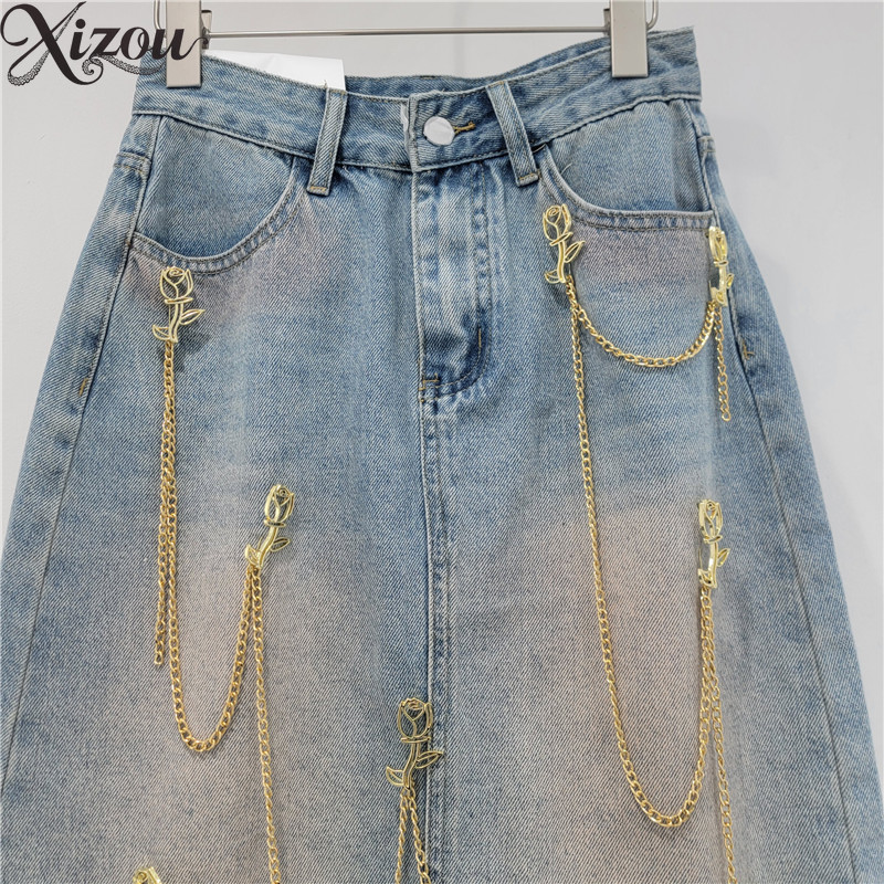 Women Retro High Waist A-Line  - Denim Skirt Midi Vintage recension och pris
