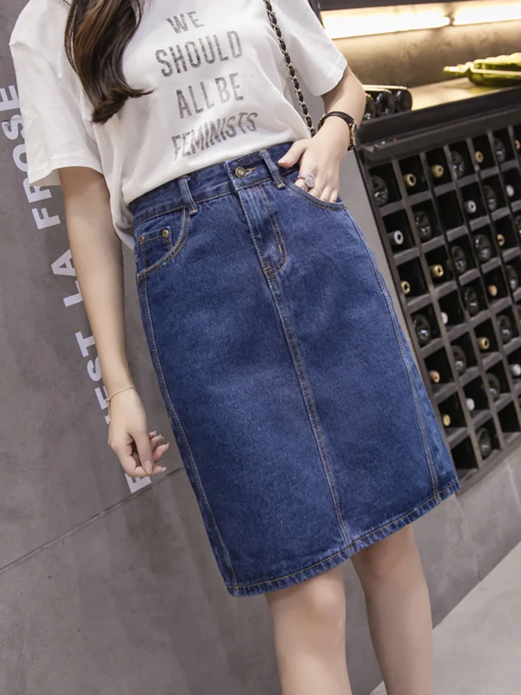 Korean loose women denim midi  - Denim Skirt Midi Vintage recension och pris