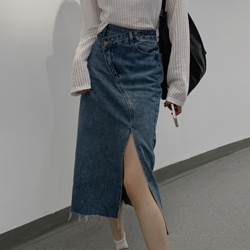 Vintage Women Casual Denim Ski - Denim Skirt Midi Vintage recension och pris