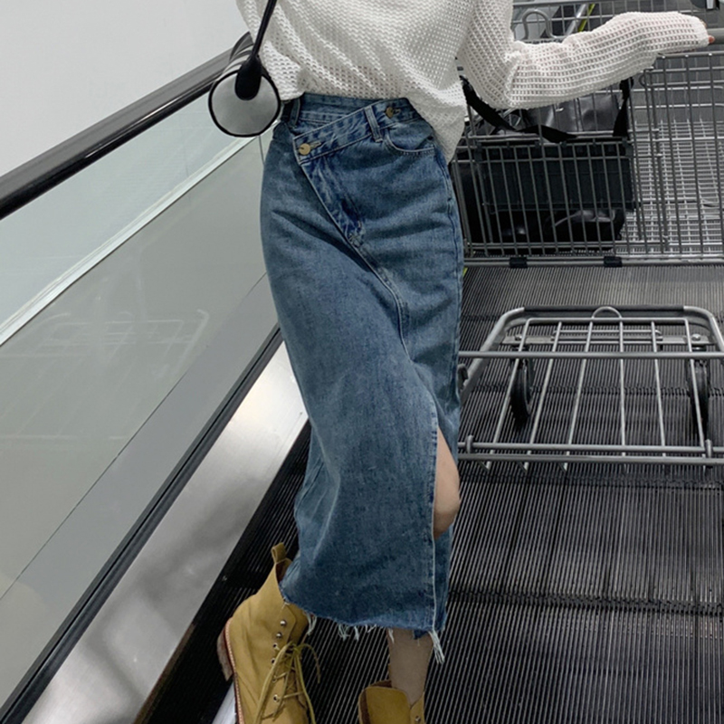 Vintage Women Casual Denim Ski - Denim Skirt Midi Vintage recension och pris