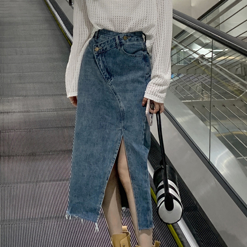 Vintage Women Casual Denim Ski - Denim Skirt Midi Vintage recension och pris