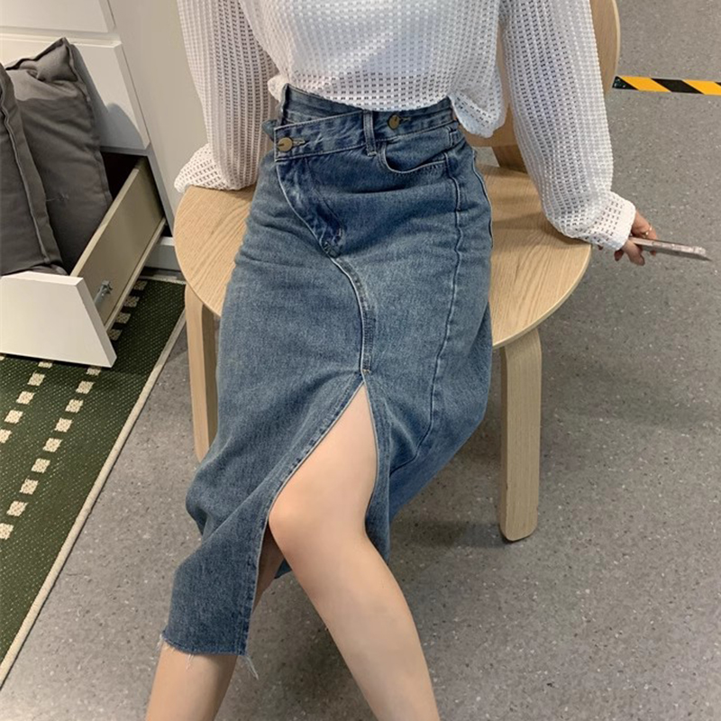 Vintage Women Casual Denim Ski - Denim Skirt Midi Vintage recension och pris