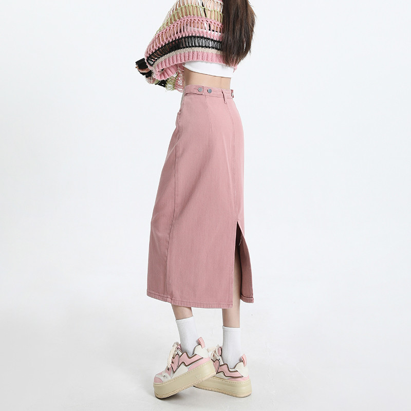 FINEWORDS Vintage Pink Denim L - Denim Skirt Midi Vintage recension och pris