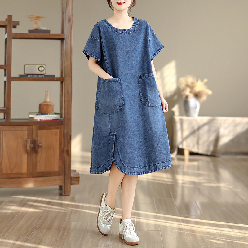 High-End plus Size Midi Dress  - Denim Skirt Midi Vintage recension och pris