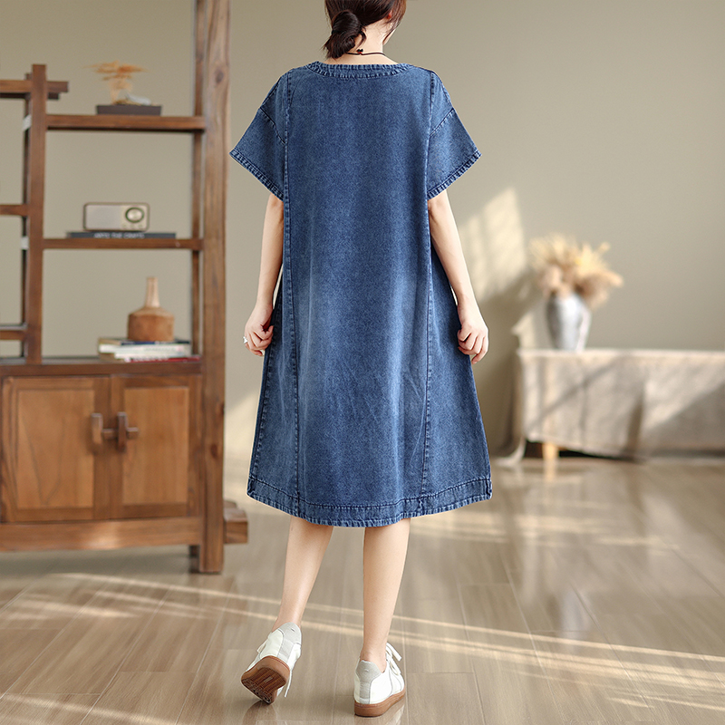 High-End plus Size Midi Dress  - Denim Skirt Midi Vintage recension och pris