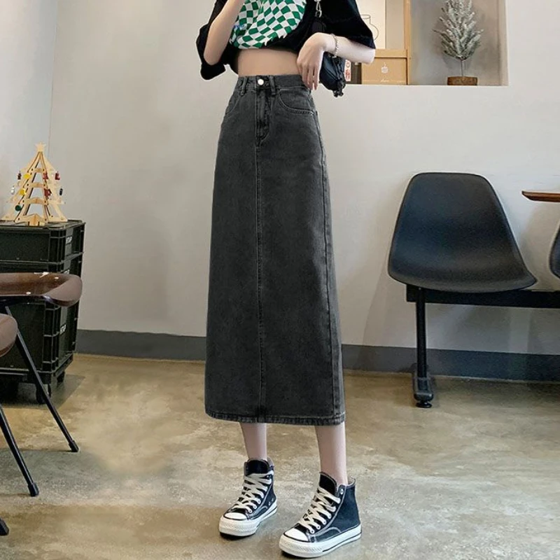 Women Back-slit Denim Skirts V - Denim Skirt Midi Vintage recension och pris