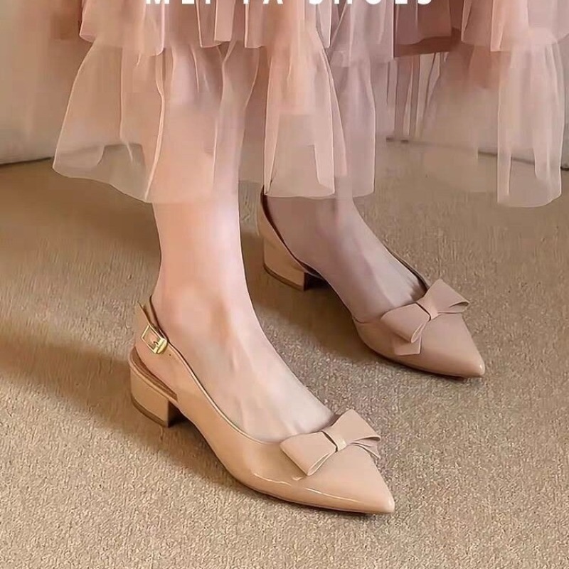 Bow Gentle Medium Heel Baotou  - French Vintage Fashion recension och pris