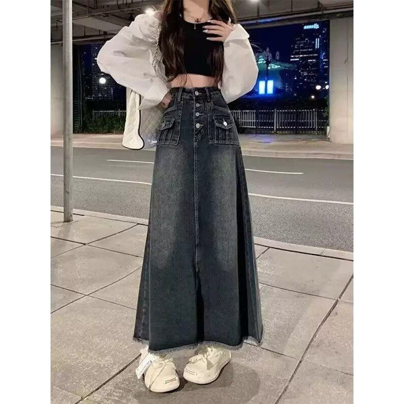 High Waist A-Line Midi Denim S - Denim Skirt Midi Vintage recension och pris