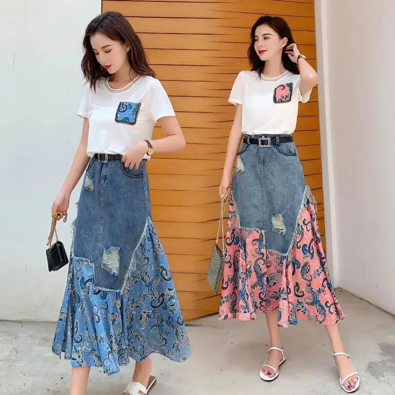 Summer High Waist Long Skirts  - Denim Skirt Midi Vintage recension och pris