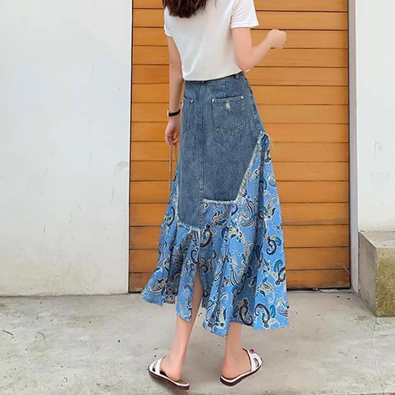 Summer High Waist Long Skirts  - Denim Skirt Midi Vintage recension och pris