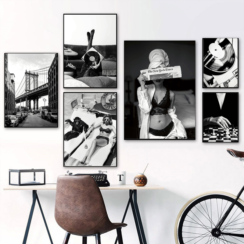 Black and White Vintage Wall A - Vintage Fashion Illustration recension och pris
