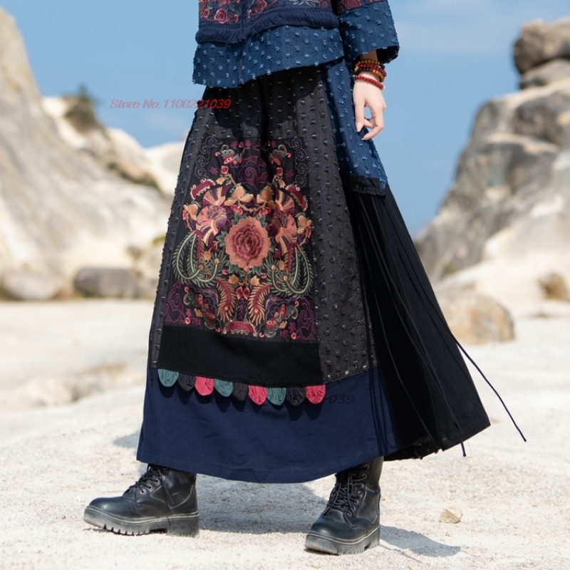 2026 traditional ethnic denim  - Denim Skirt Midi Vintage recension och pris