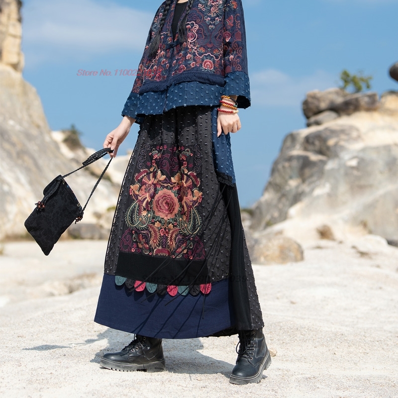 2026 traditional ethnic denim  - Denim Skirt Midi Vintage recension och pris