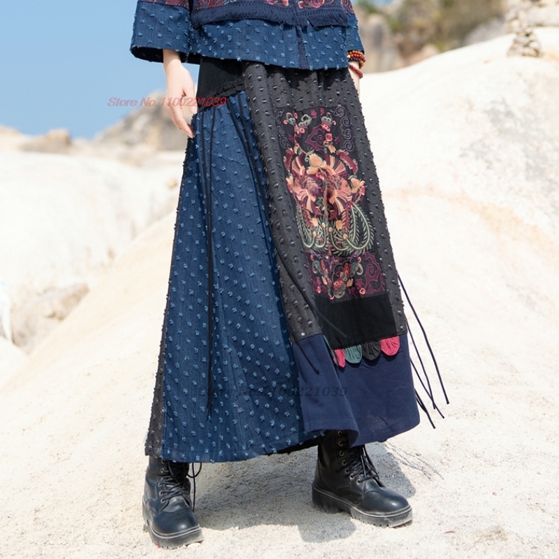 2026 traditional ethnic denim  - Denim Skirt Midi Vintage recension och pris