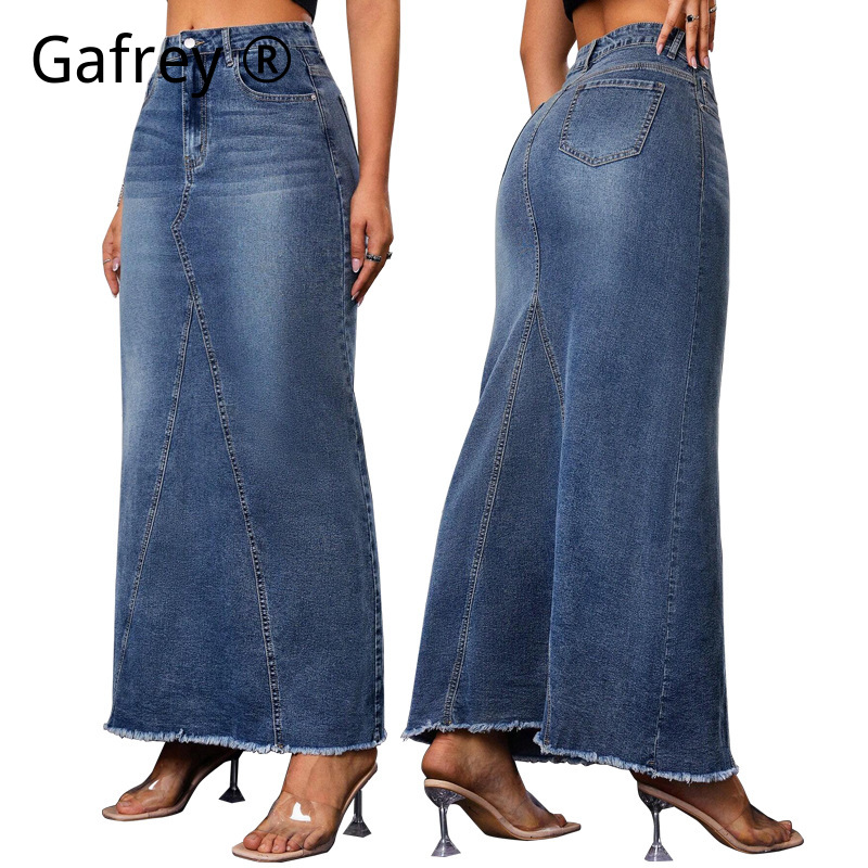 Women Denim Midi Skirt High Wa - Denim Skirt Midi Vintage recension och pris