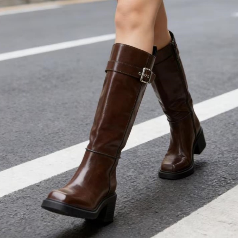 British Style Brown Knee Boots - Vintage Zipper recension och pris
