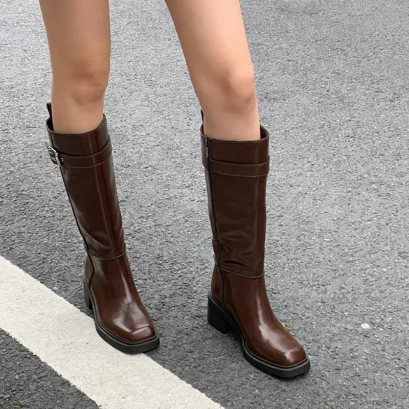 British Style Brown Knee Boots - Vintage Zipper recension och pris