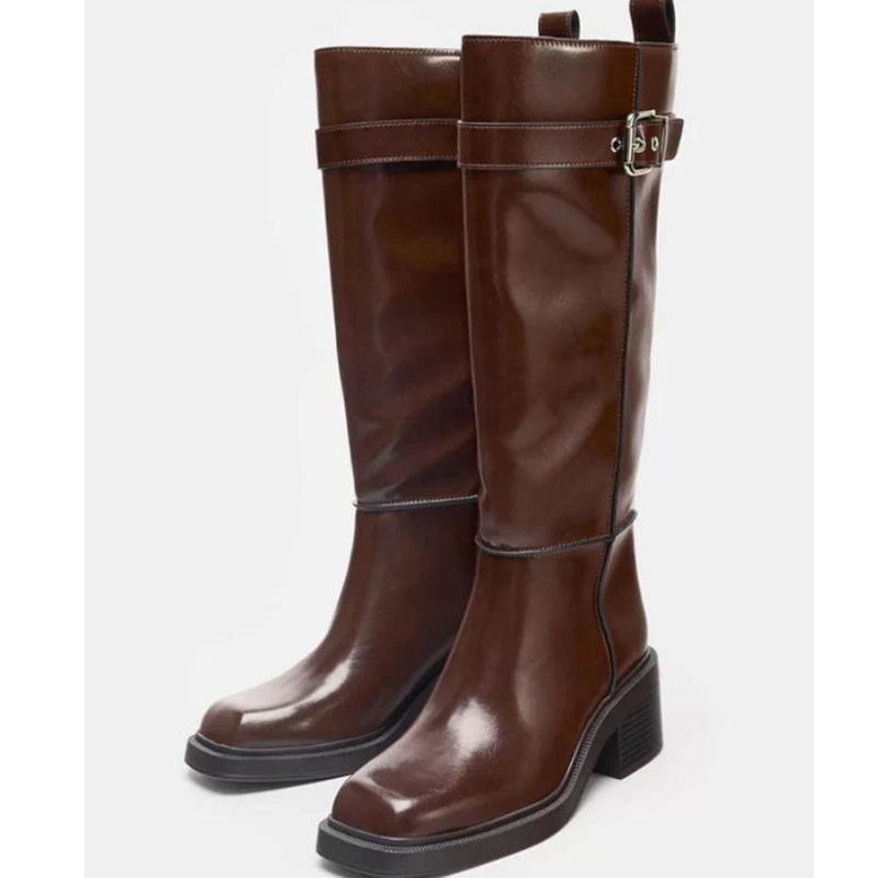British Style Brown Knee Boots - Vintage Zipper recension och pris