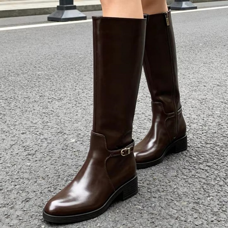 Vintage Brown Soft Leather Kne - Vintage Zipper recension och pris