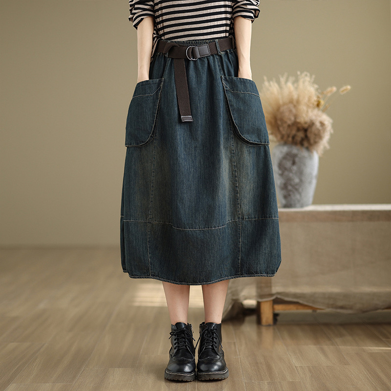 Large Size Denim Skirt With Be - Denim Skirt Midi Vintage recension och pris