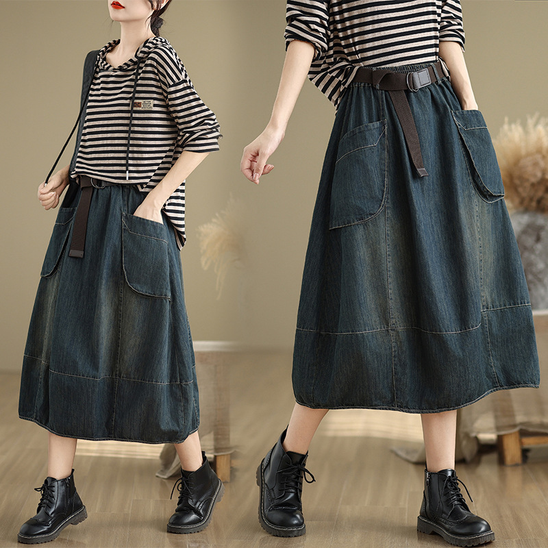 Large Size Denim Skirt With Be - Denim Skirt Midi Vintage recension och pris