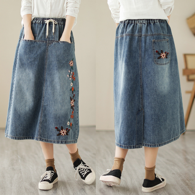 Japanese Vintage Mori Girl Flo - Denim Skirt Midi Vintage recension och pris