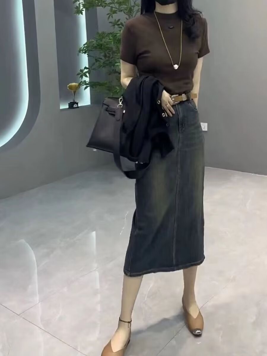 High Waist A-Line Midi Denim S - Denim Skirt Midi Vintage recension och pris