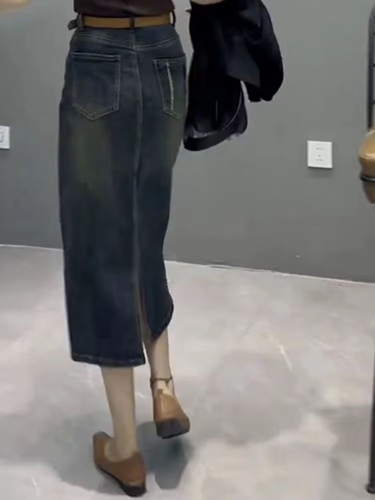 High Waist A-Line Midi Denim S - Denim Skirt Midi Vintage recension och pris