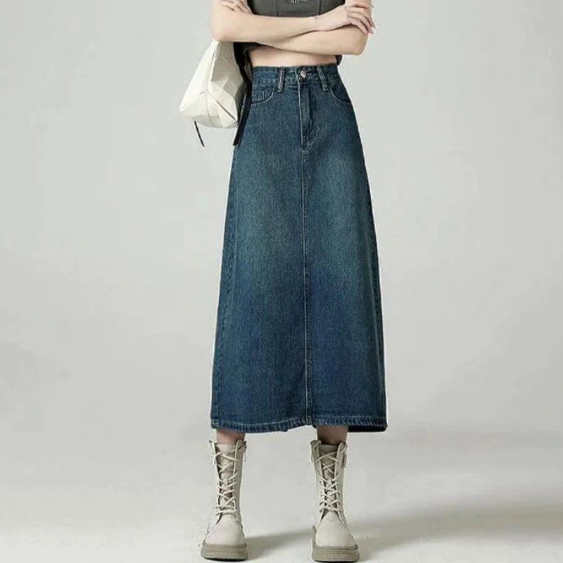 Denim Skirts Women Midi Back-s - Denim Skirt Midi Vintage recension och pris