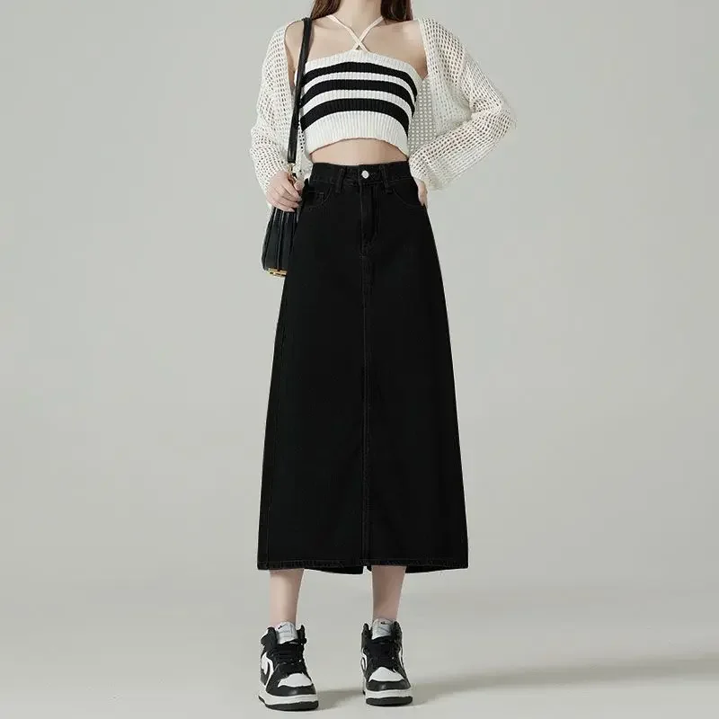 Denim Skirts Women Midi Back-s - Denim Skirt Midi Vintage recension och pris