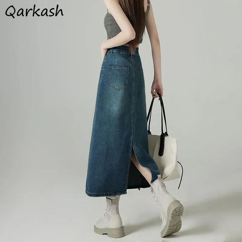 Denim Skirts Women Midi Back-s - Denim Skirt Midi Vintage recension och pris