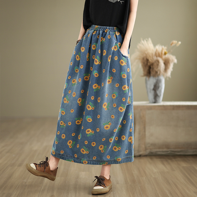 Women's Vintage Denim A Line M - Denim Skirt Midi Vintage recension och pris