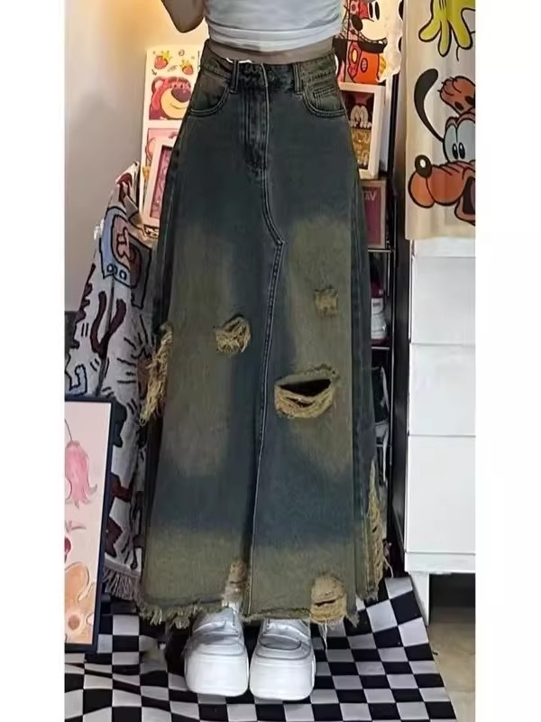 High Waist A-Line Midi Denim S - Denim Skirt Midi Vintage recension och pris
