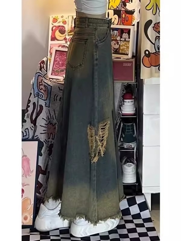 High Waist A-Line Midi Denim S - Denim Skirt Midi Vintage recension och pris