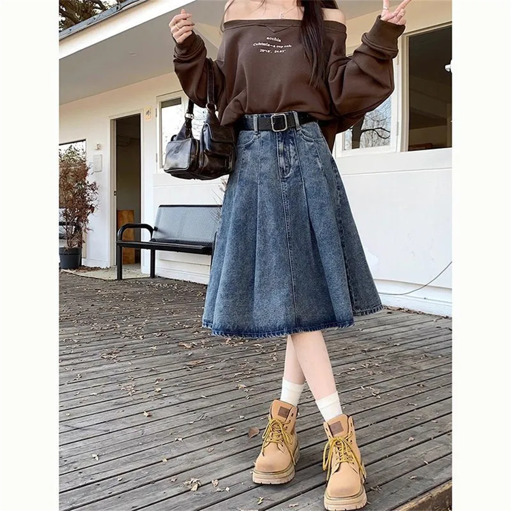 Summer Trendy Designer Lady Hi - Denim Skirt Midi Vintage recension och pris