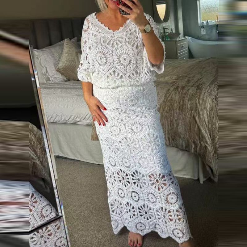 Casual Flared Sleeve Solid Par - V Vintage Fashion recension och pris