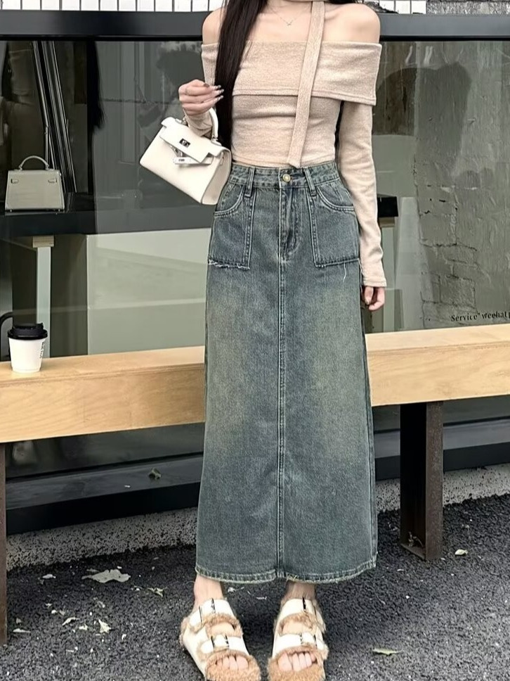 High Waist Midi Denim Skirt Wa - Denim Skirt Midi Vintage recension och pris